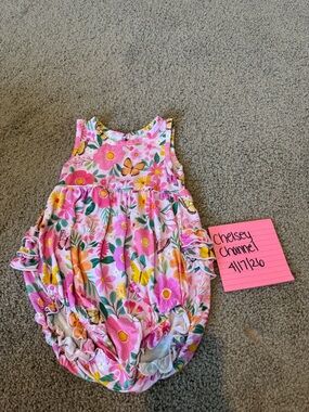 Little Sleepies Floral Butterfly Pink Baby Bubble Romper
